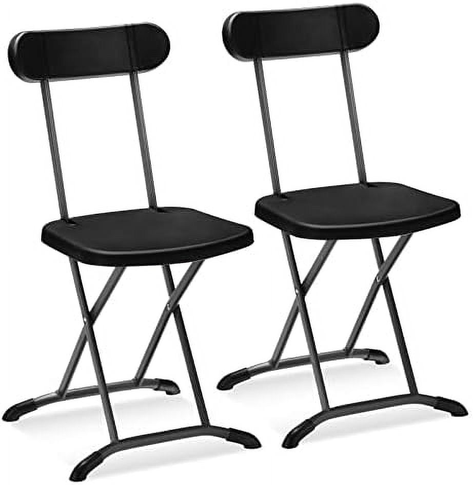 Folding Chair, 400Lbs Plastic Chairs Set With Steel Frame & Ergonomic