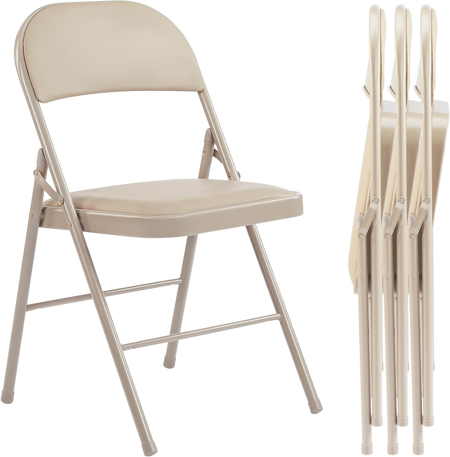 Folding Chair, 6 Pack Padded Chairs - Khaki - Walmart.com