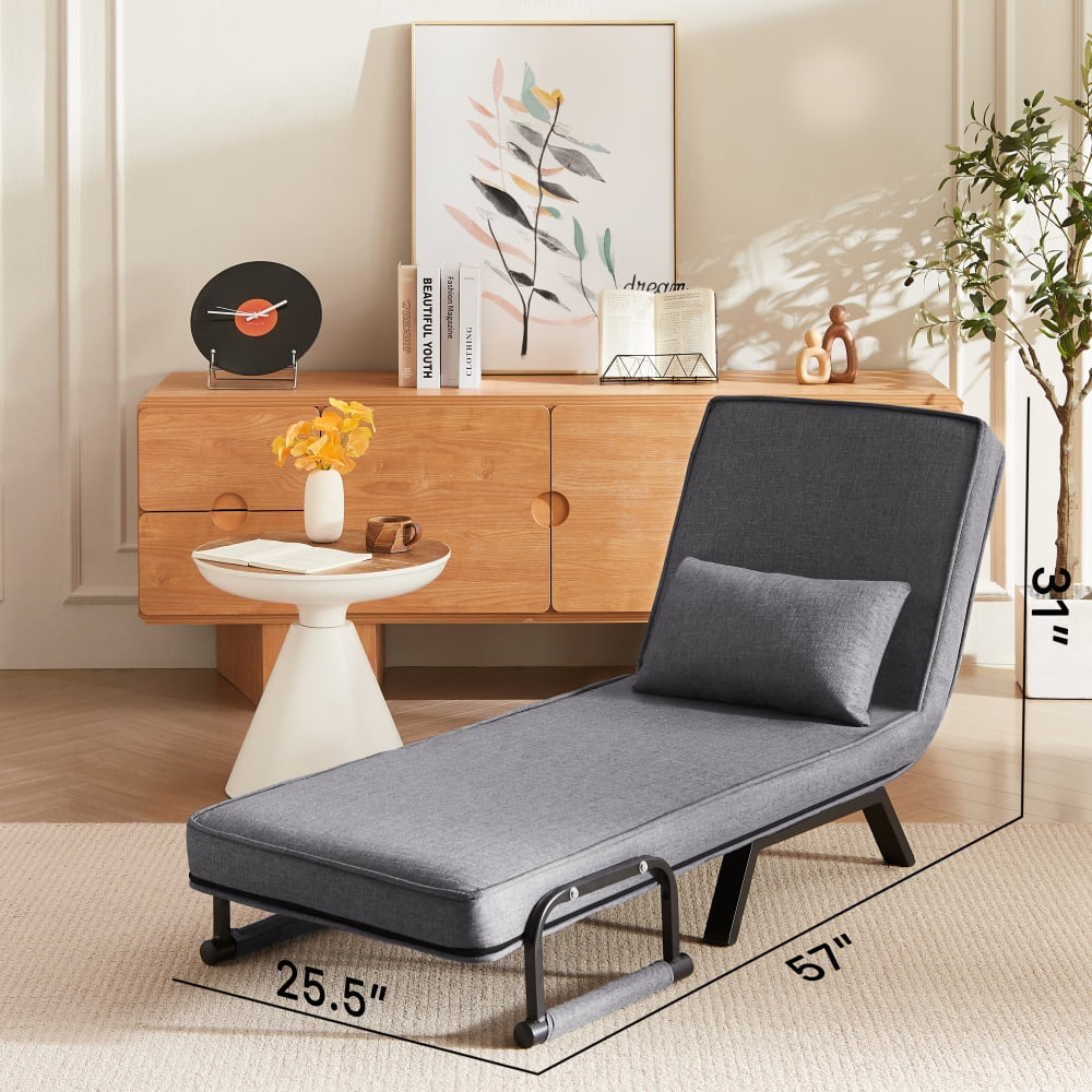 HOMCOM 3-in-1 Convertible Chair Bed - Pull-Out Sleeper Sofa With Adjustable Backrest, Dark Gray