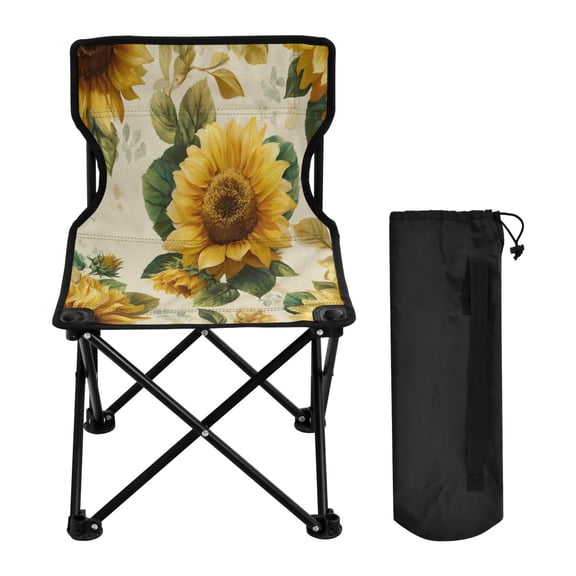 Folding Chair Camping Chair For Camping Picnicking Outdoor Beach and Travel Bright Vintage Sunflowers