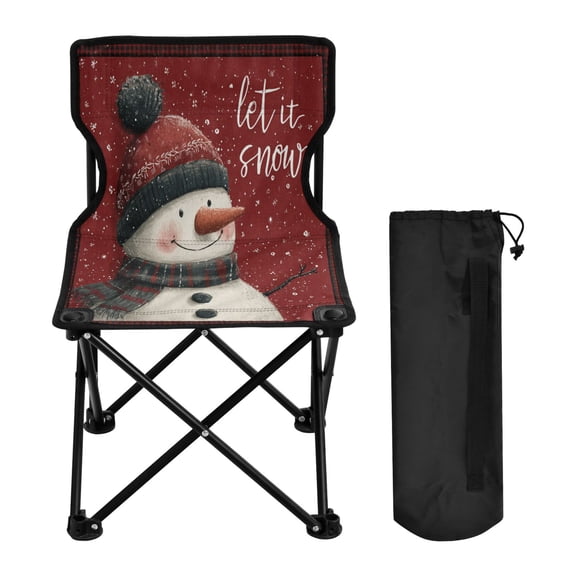 Folding Chair Camping Chair For Camping Picnicking Outdoor Beach and Travel Let It Snow Snowman
