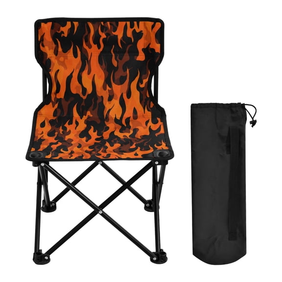 Folding Chair Camping Chair For Camping Picnicking Outdoor Beach and Travel Orange and Black Flames