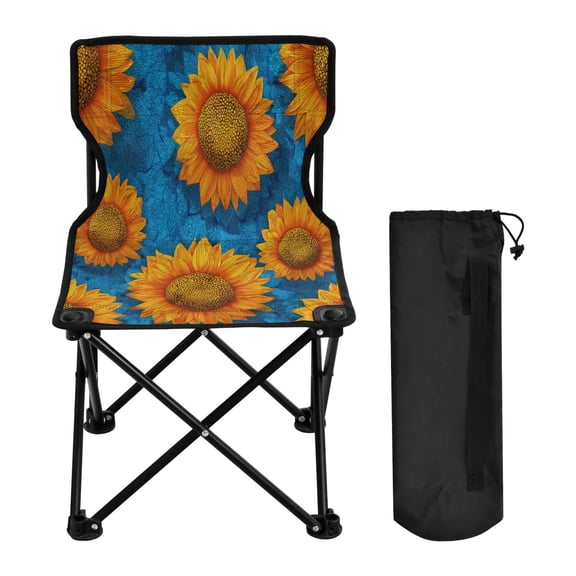 Folding Chair Camping Chair For Camping Picnicking Outdoor Beach and Travel Vibrant Digital Sunflower Painting
