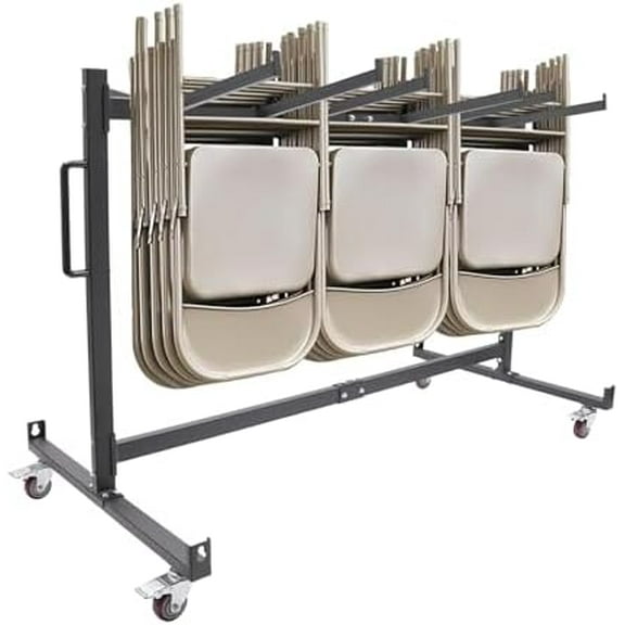 Folding Chair Cart 44.69" Tall Folding Chair Rack with Wheels Heavy Duty Foldable Chair Storage Rack Rolling Chair Storage Dolly with 42 Foldable Chair Load for School, Office | US Stock$$Office