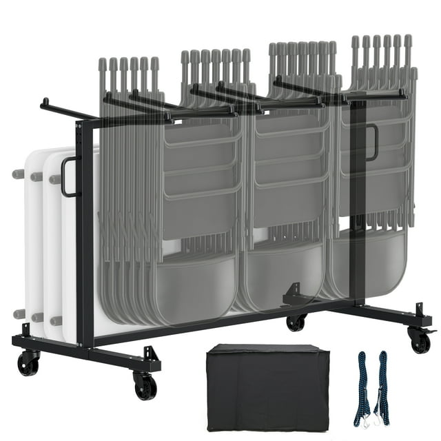 Heavy Duty Folding Chair Trolley - 550 LBS Capacity, 42 Chair Storage ...