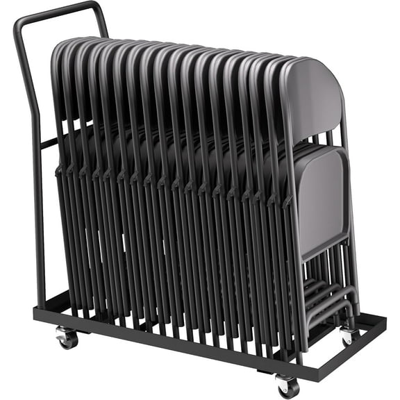 Folding Chair Cart with Wheels,L-Shaped Folding Chair Rack,300 LBS Load Heavy-Duty Metal Cart for 25 Chairs,Apply to Large Business Gatherings,Weddings and Diverse Events