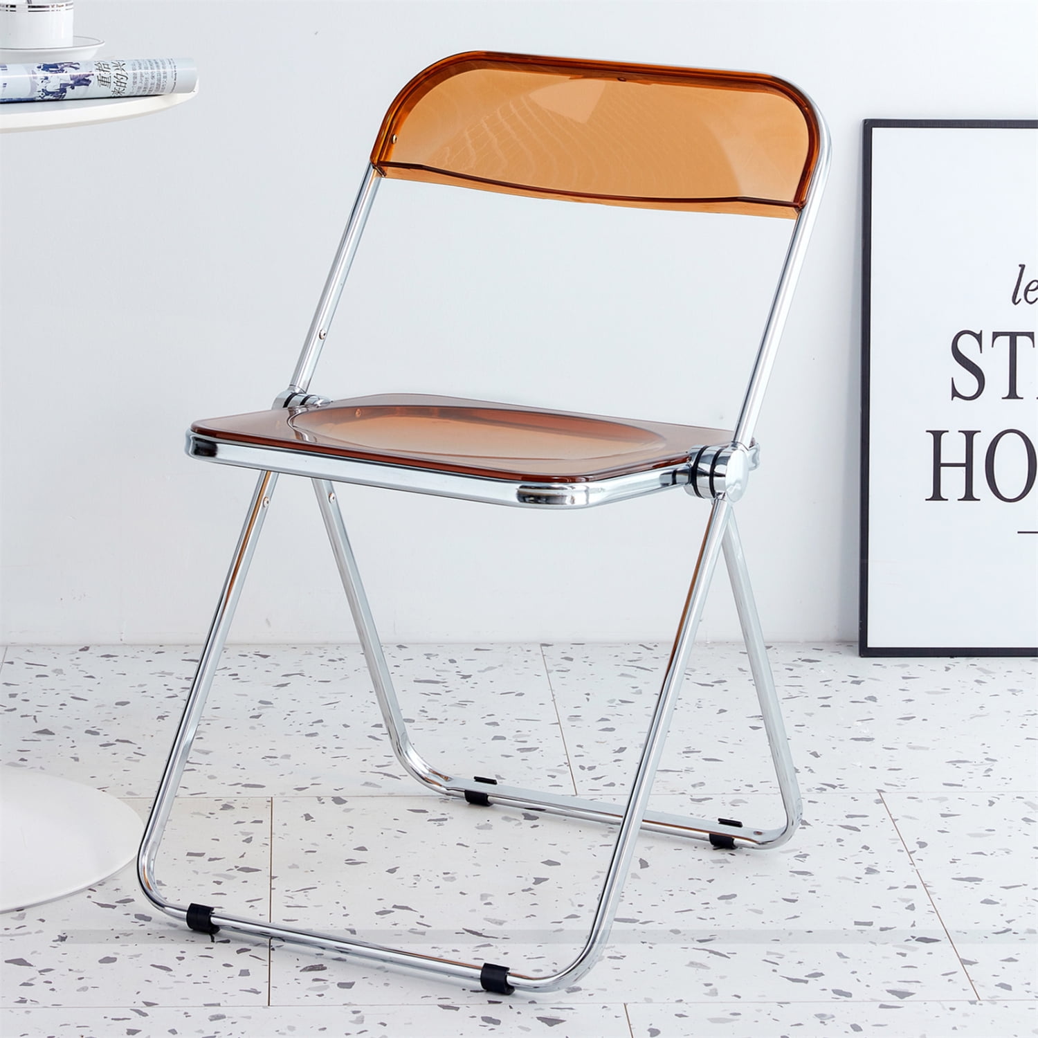 Folding Chair, Clear Transparent Chair, Steel Camping Chair, Plastic