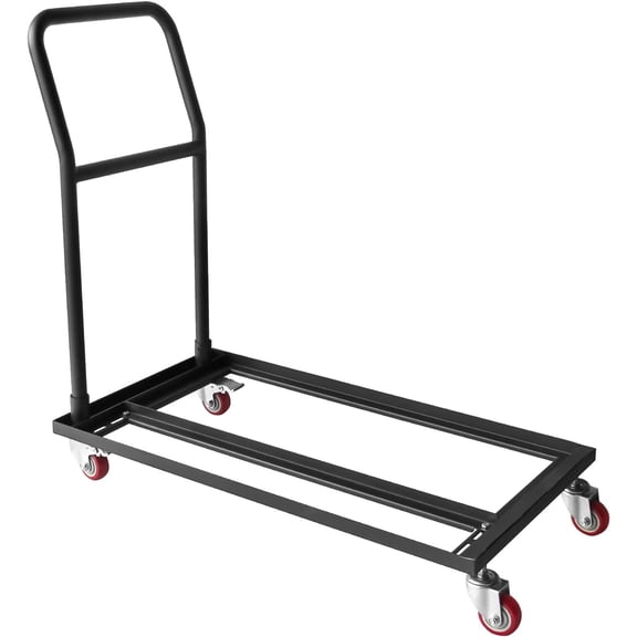 Folding Chair Dolly Black Multifunction Folding Chair Cart with 2 Swivel Casters, Storage and Transport Dolly for Plastic Resin and Wood Folding Chairs, Commercial