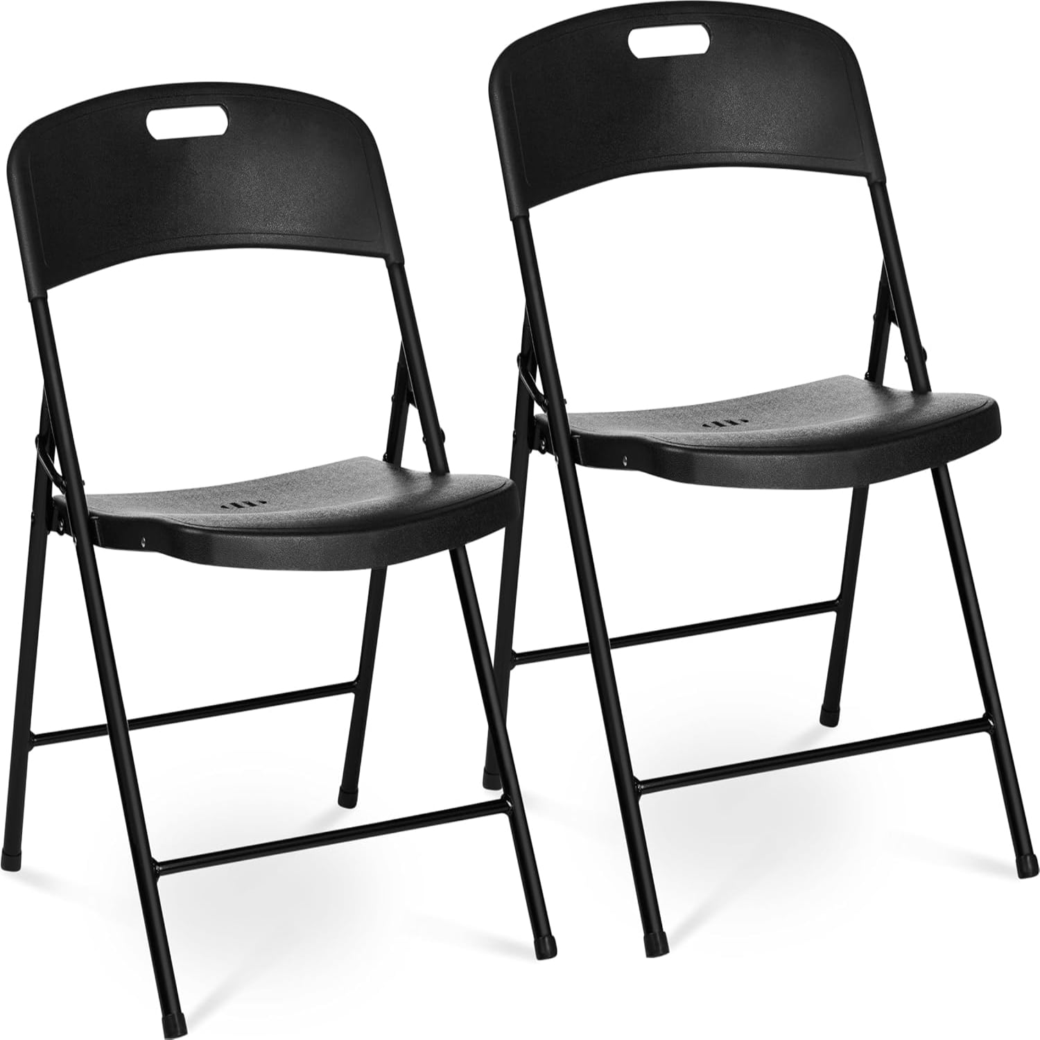 Black Plastic Indoor Outdoor Folding Dining Chair, 350lb Capacity