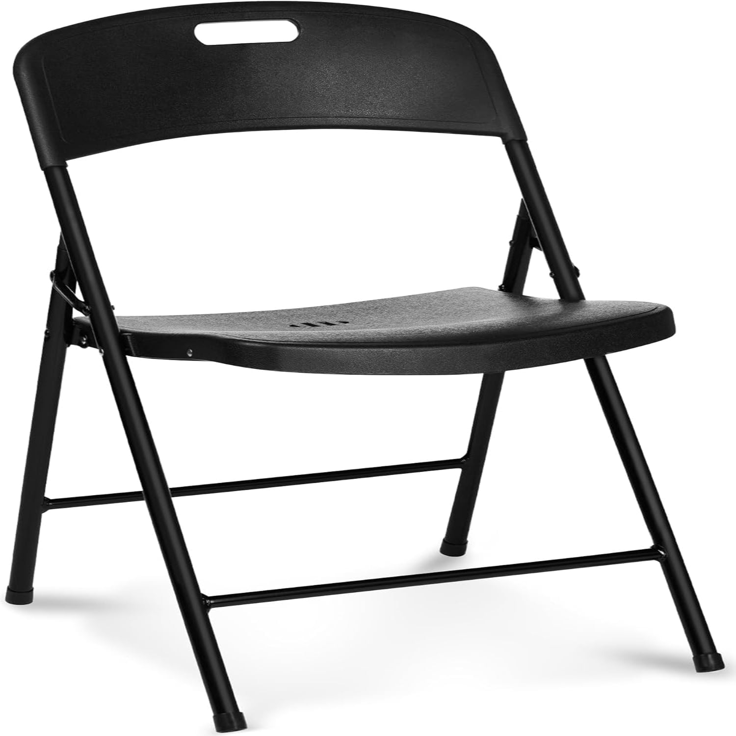 Black Plastic Indoor Outdoor Folding Dining Chair, 350lb Capacity