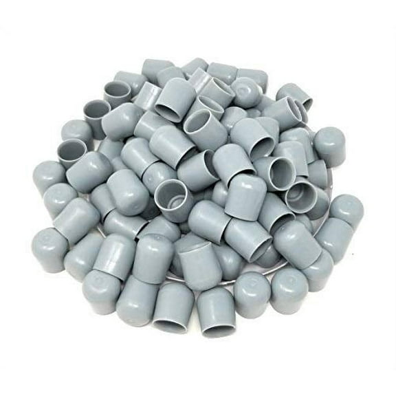 Folding Chair Leg Caps (100 Pack) - 7/8" Non-Marring Furniture Glides Help Protect Floors and Property - Easy to Install, Great for Replacements or Repairs - Premium Heavy-Duty Plastic (Grey)
