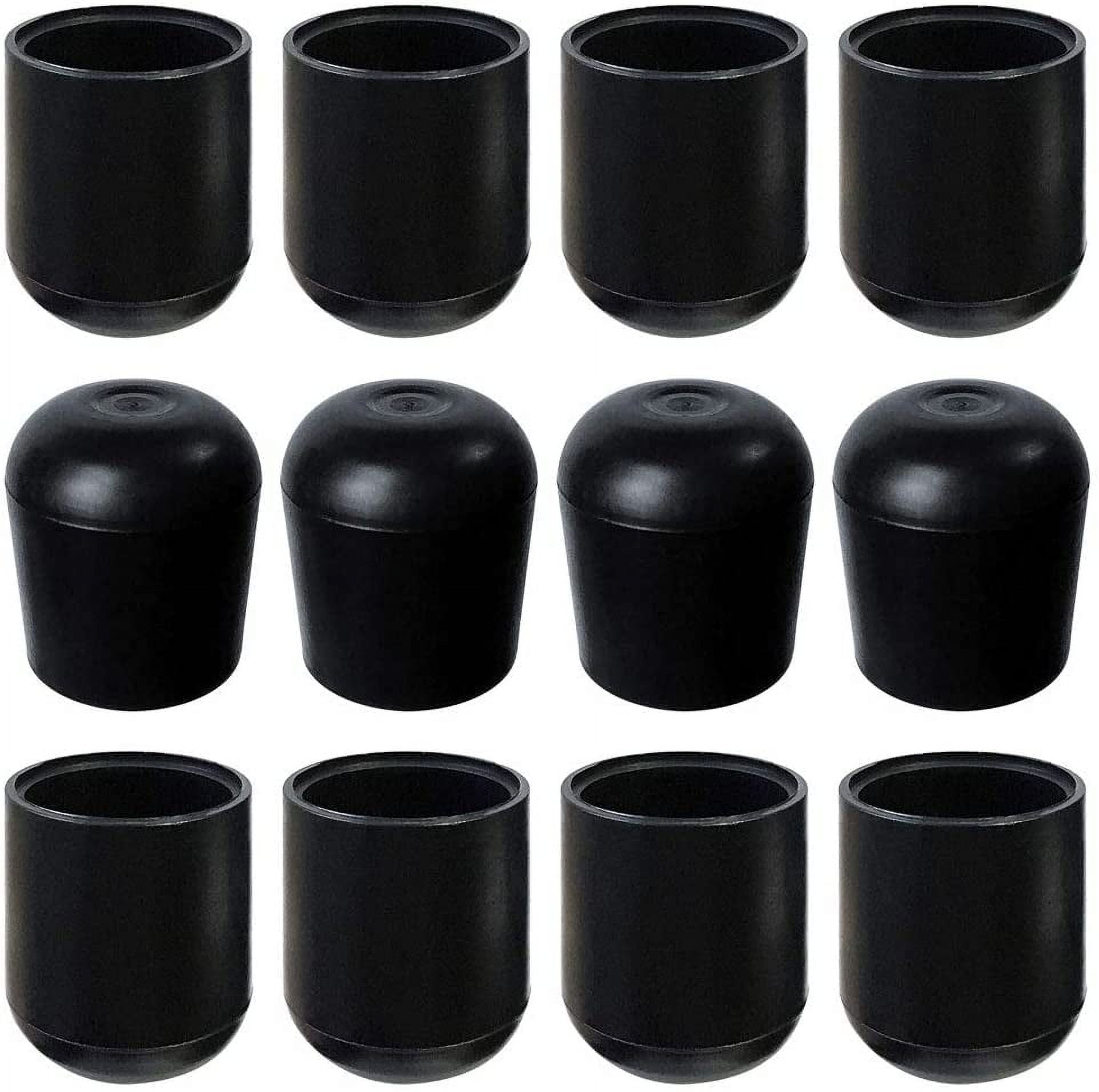 Folding Chair Leg Caps Black 7/8 Inch (12 Pack) Heavy Duty Nylon