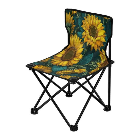 Folding ChairMaximum weight capacity 220lbCamping Chair For Camping Picnicking Outdoor Beach and Travel Blooming Sunflowers