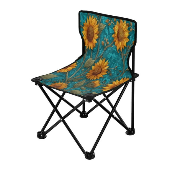 Folding ChairMaximum weight capacity 220lbCamping Chair For Camping Picnicking Outdoor Beach and Travel Detailed Sunflowers