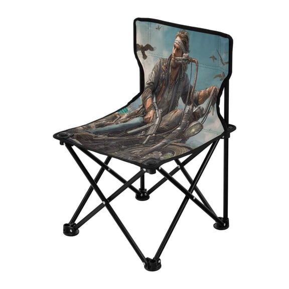 Folding ChairMaximum weight capacity 220lbCamping Chair For Camping Picnicking Outdoor Beach and Travel Motorcycle Tough Guy