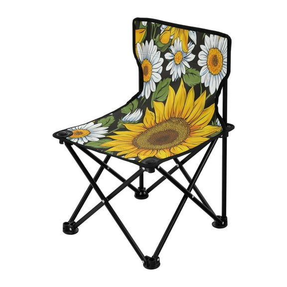 Folding ChairMaximum weight capacity 220lbCamping Chair For Camping Picnicking Outdoor Beach and Travel Painting Daisy Sunflowers
