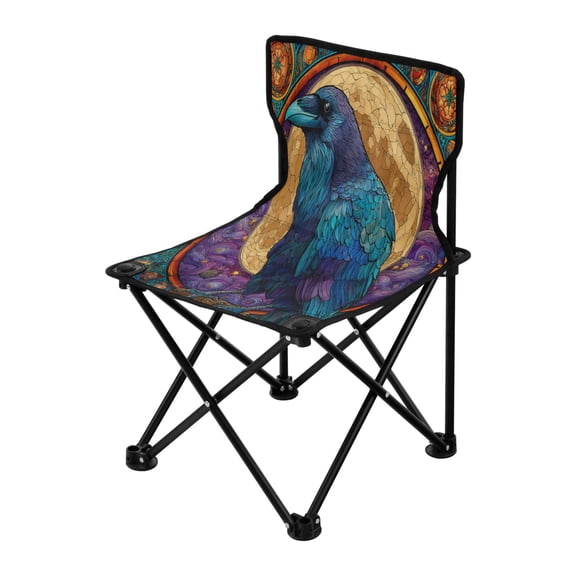 Folding Chair（Maximum weight capacity 220lb）Camping Chair For Camping Picnicking Outdoor Beach and Travel Purple Majestic Raven