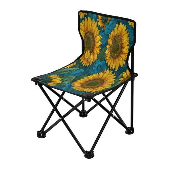 Folding ChairMaximum weight capacity 220lbCamping Chair For Camping Picnicking Outdoor Beach and Travel Seamless Pattern Of Sunflowers