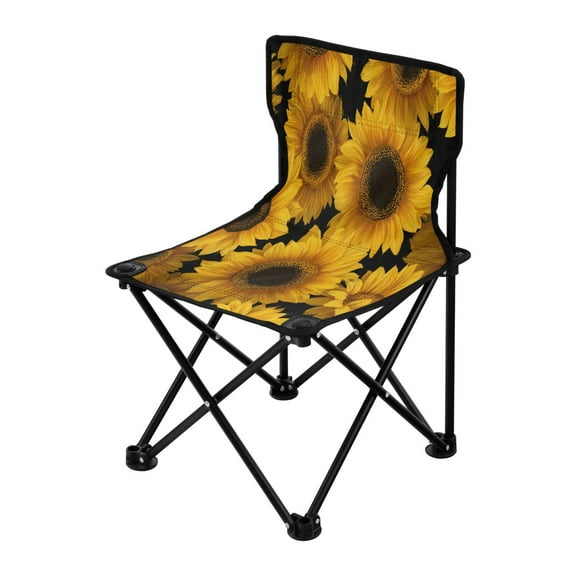 Folding ChairMaximum weight capacity 220lbCamping Chair For Camping Picnicking Outdoor Beach and Travel Sunflowers Bright Yellow