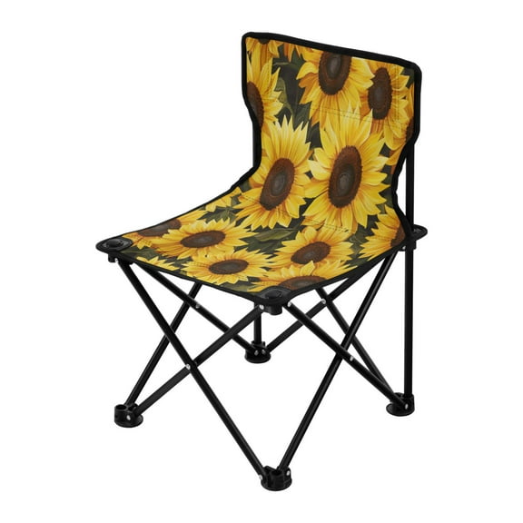 Folding ChairMaximum weight capacity 220lbCamping Chair For Camping Picnicking Outdoor Beach and Travel Sunflowers Pattern