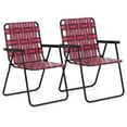 thumbnail image 1 of Folding Chair, Patio Lawn Chair Set with Armrest, Indoor/Outdoor 2 Pack Webbed Lightweight Dinning Chair, Portable Beach Chair for Outside, Poolside, Backyard (Red, 2), 1 of 9