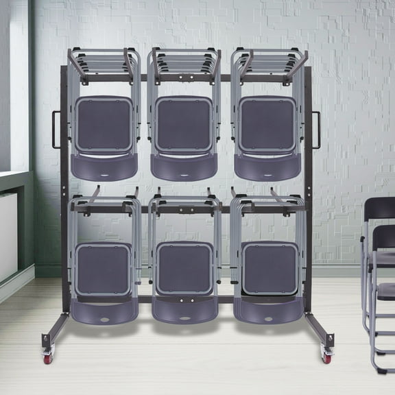 Folding Chair Rack Folding Table and Chair Cart Chair Rack with 4 Casters