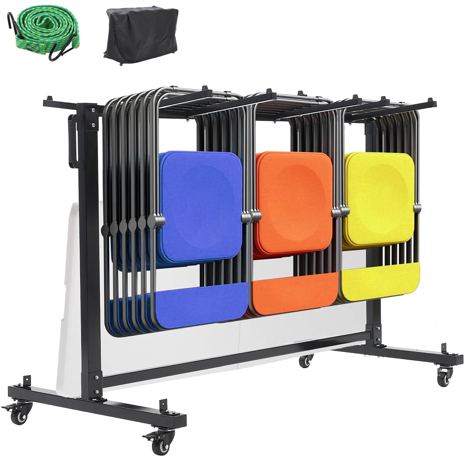 Swivel Shelf Rack Folding Chair Rack and Table Cart,400LBS Capacity, Heavy-Duty Chair ...