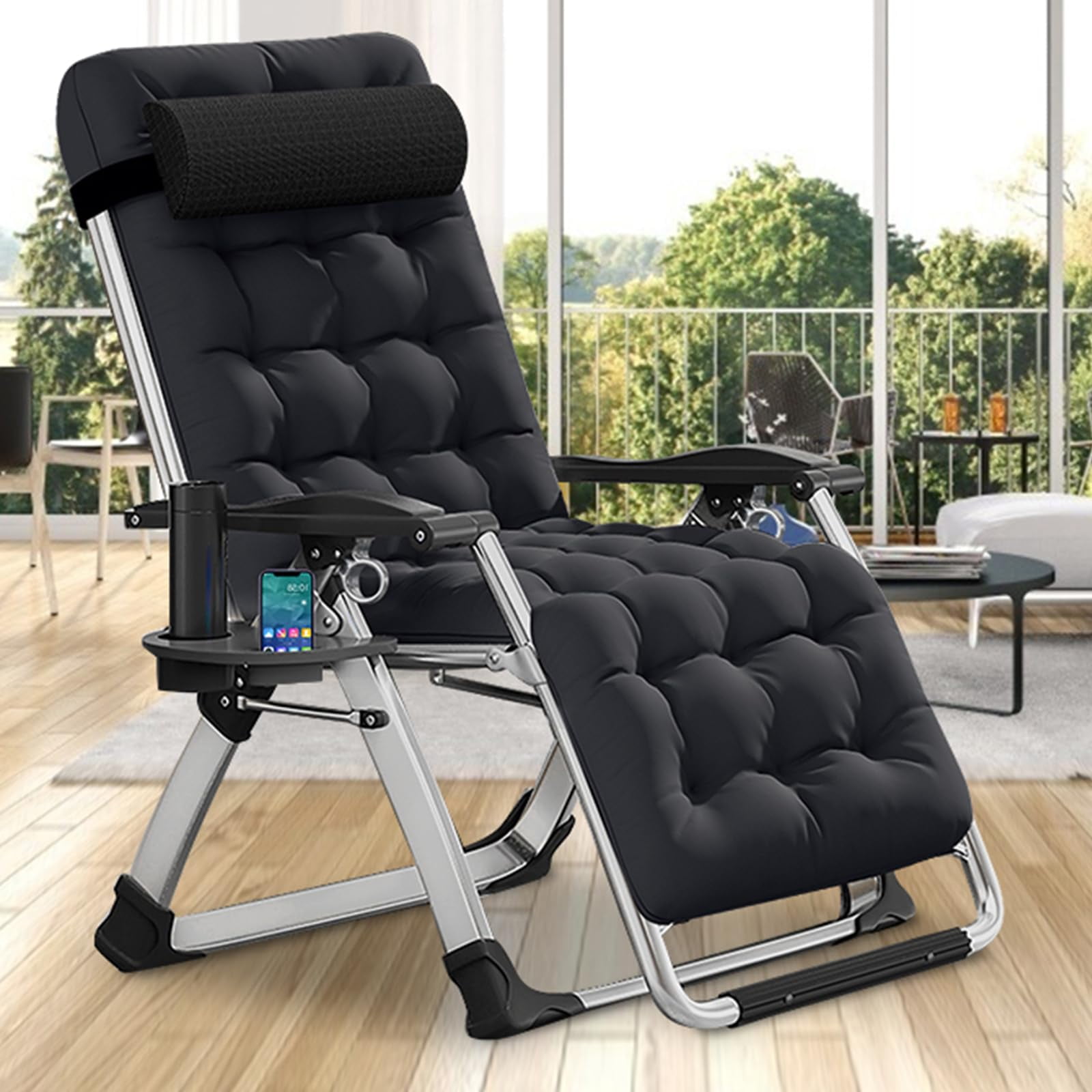Folding Chair Recliner Chair for Bedroom and Living Room Folding Reclining Patio Chairs Lounge Chair with Removable Cushion for Indoor Outdoor Comfy Chair Walmart