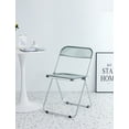 thumbnail image 1 of Folding Chair Set of 2, Transparent Portable Event Chair with Steel Frame, Open Back, Outdoor/Indoor Clear Pc Plastic Chairs for Dining Room, Party, Living Room, Gray, 1 of 7