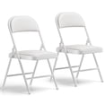 thumbnail image 1 of WASUHE 2 Pack Folding Chairs with PU Vinyl Padded Seat & Back, 330 lbs Heavy Duty Metal Frame, Stackable & Easy Storage, Foldable Chairs for Wedding, Party, Office & Events, White, 1 of 9