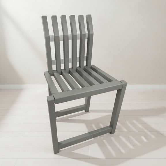 Folding Chair Wall-Mounted Invisible Shoe-Changing Stool Made of Solid Wood Folding with Support Legs Saving Space Gray