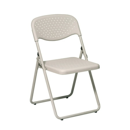 Folding Chair with Beige Plastic Seat and Back and Beige Frame. (4 Pack)