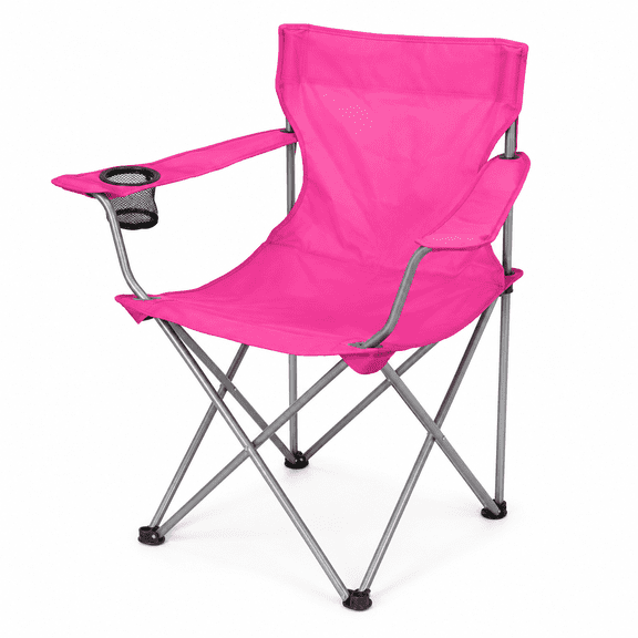 Folding Chair with Cup Holder, Portable Camping Chair, Beach Chair & Picnic (Pink)
