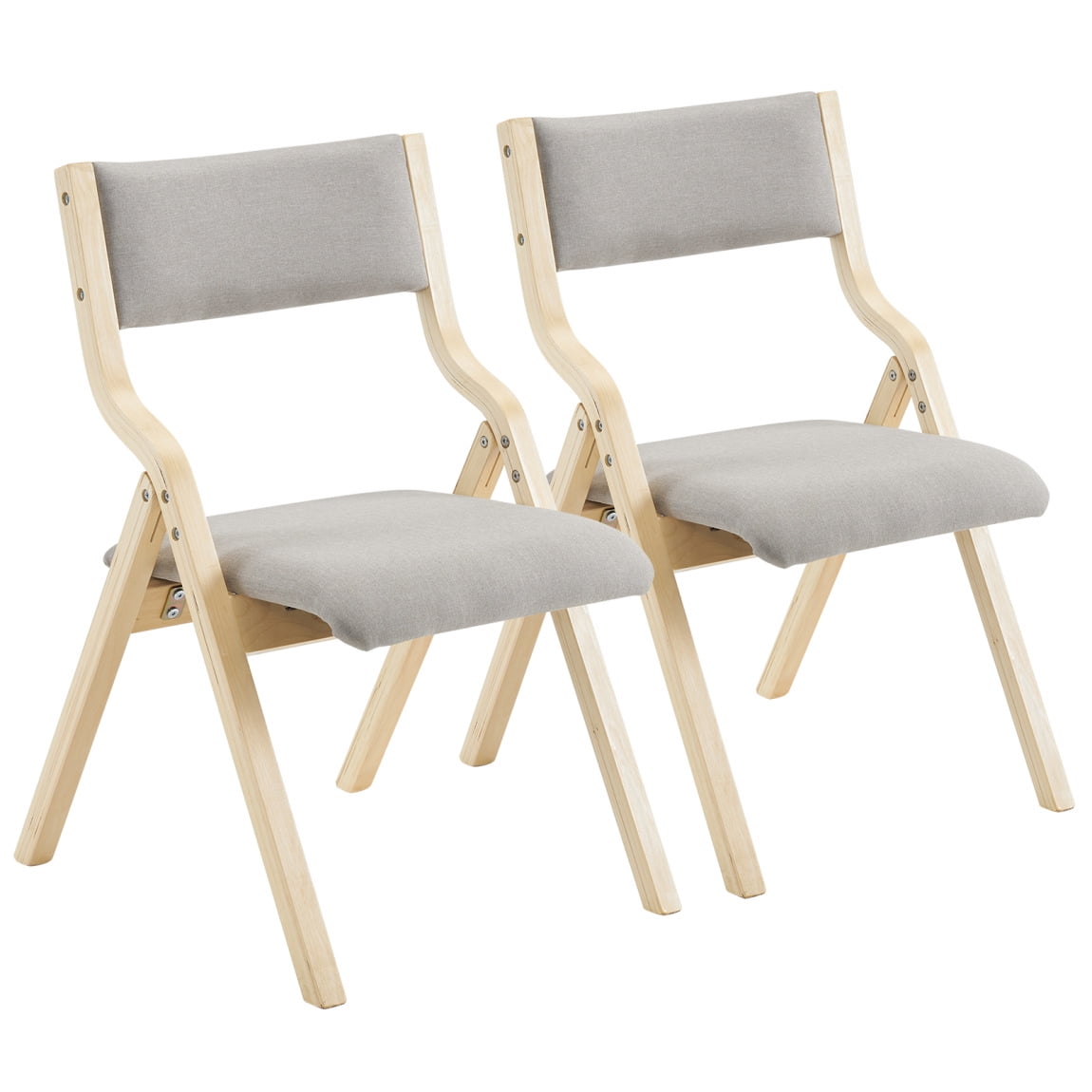 Folding Chairs Pack Wooden Folding Chairs with Padded Seats and