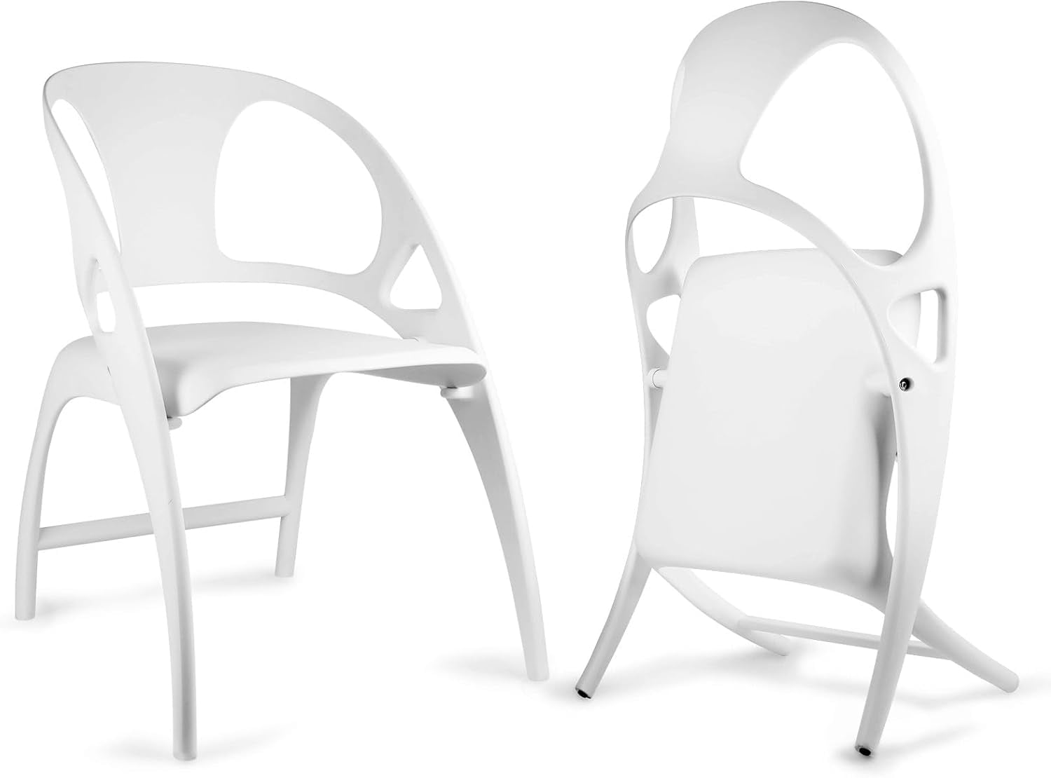 White Heavy Duty Folding Dining Chairs with Handle, Set of 2