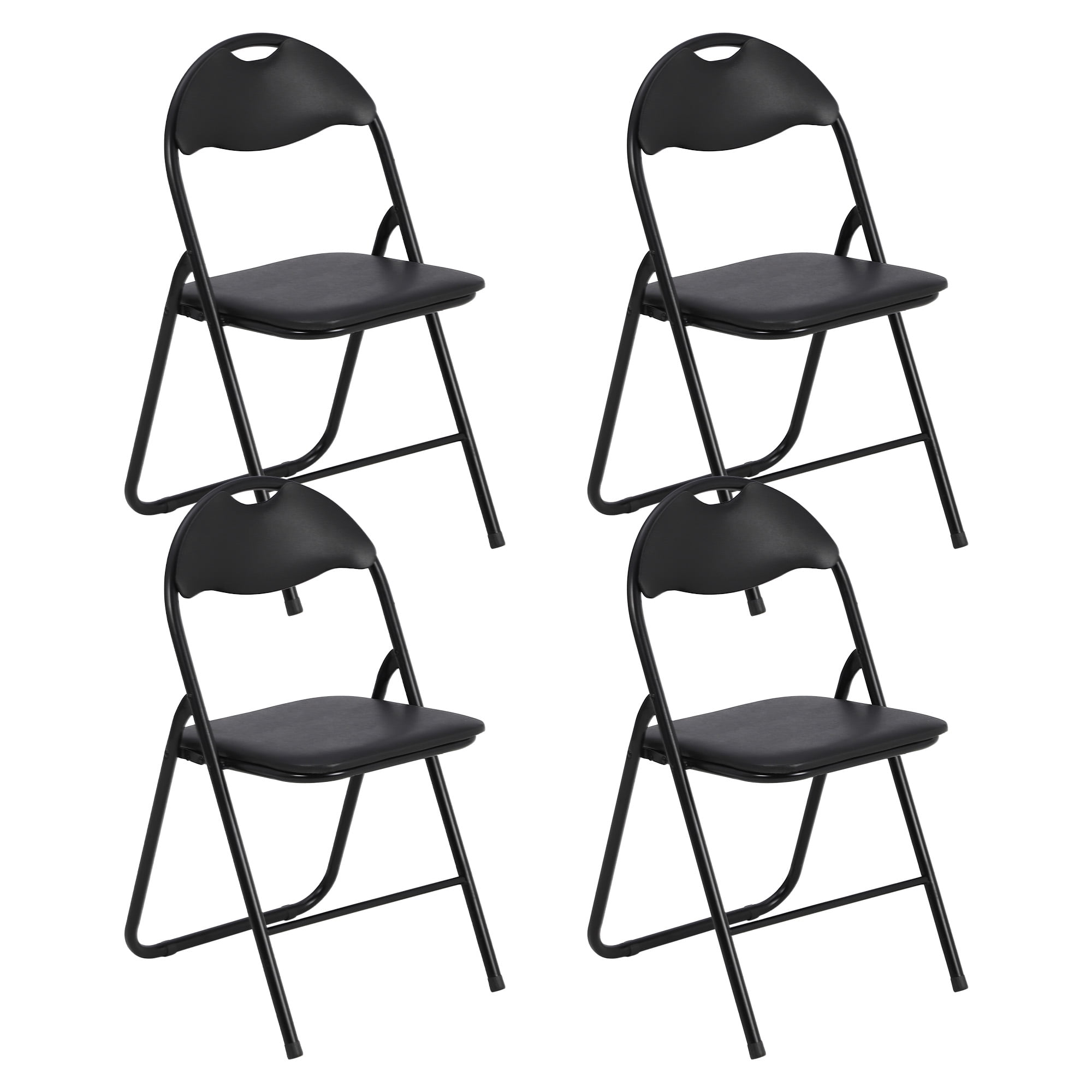 Folding Chairs with Padded Seats, Black Metal Folding Chairs with NonSlip Feet Pads for Desks