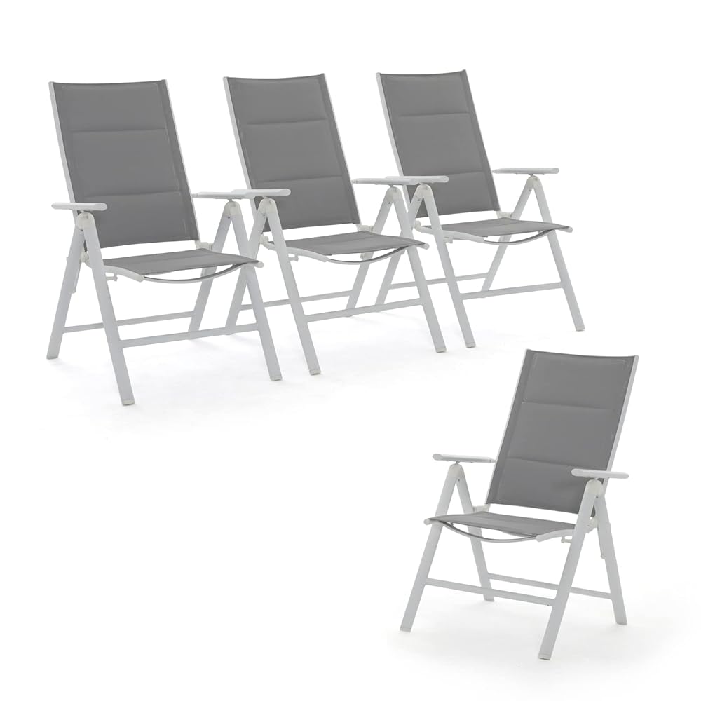 Folding Chairs Set Of 4, Aluminum Portable Reclining Lawn Chairs With