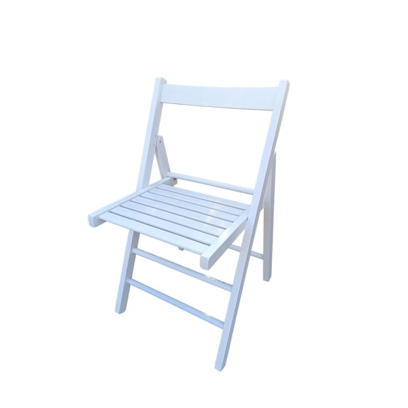 Folding Chairs Set of 2, White Wood Folding Chair - Portable Slatted Seat Chairs for Indoor Outdoor Events, Kitchen Dining, Weddings