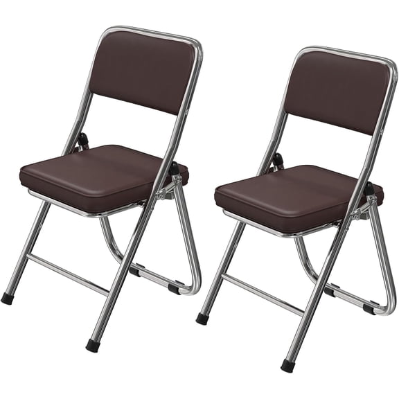 Folding Chairs with Ultra Thick Padded Seats, Foldable Chair Indoor, Comfortable Metal Chairs, Portable Stackable Seat with Steel Frame for Events Office Wedding Parties (2 Pack, Brown)