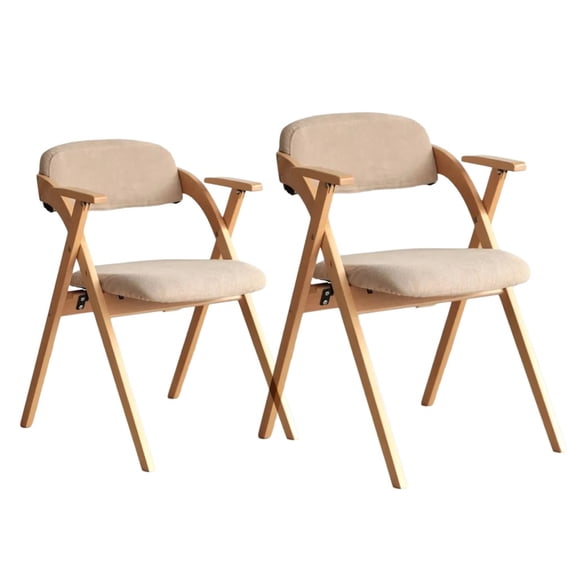 Folding Chairs with Armrest Wooden Stackable Dining Chair Stools with Padded Seats with Removable Cover Extra for Guests Kitchen Wedding Party
