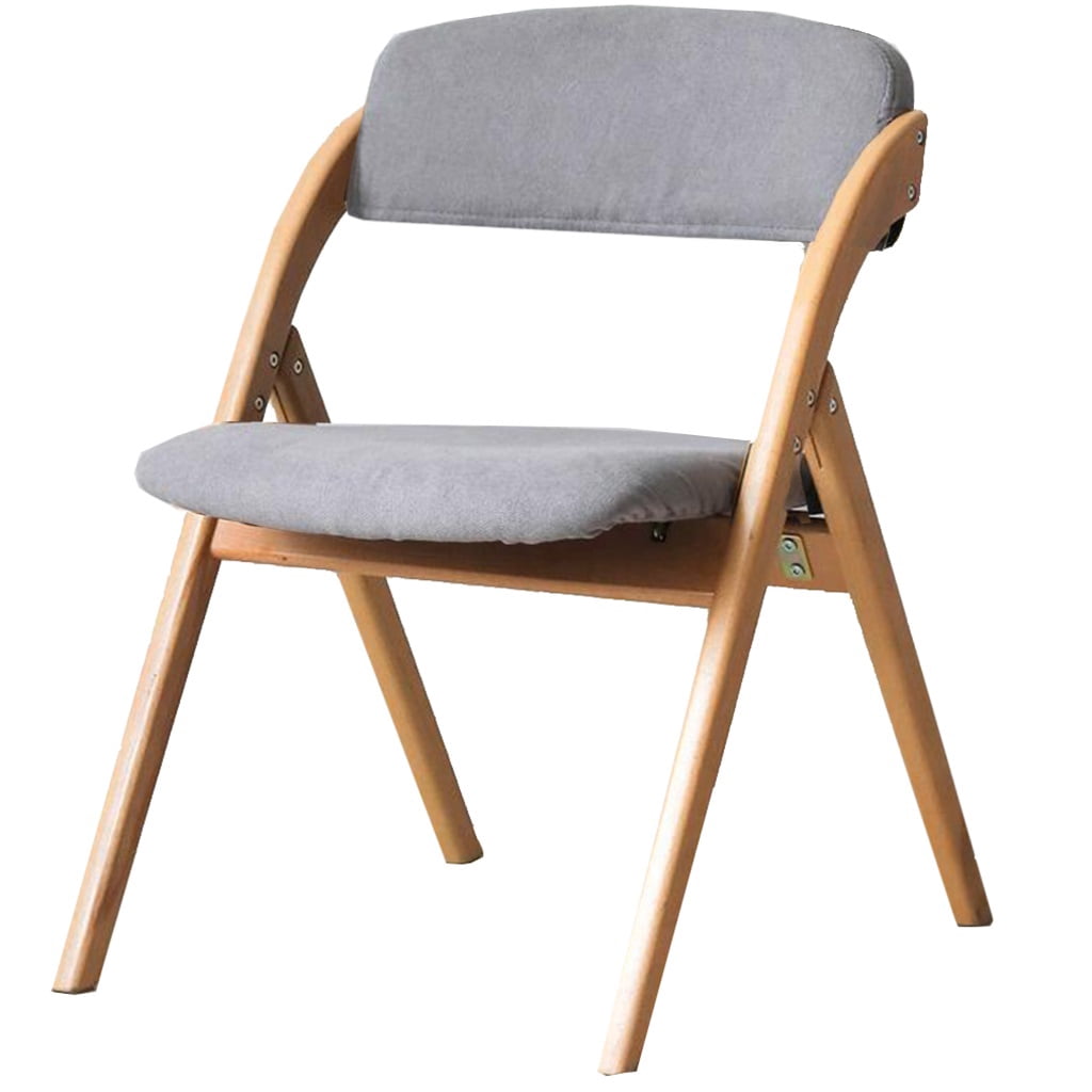 Folding Chairs with Cushion Linen Padded,Wood Dining Chairs for Dining ...