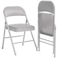 thumbnail image 1 of Folding Chairsof 4, PU Upholstered Foldable Chairs with MetalHold Up to 350 Pounds, Portable Beige Folding Chairs Suitable for Dining Living Camping-Beige, 1 of 9
