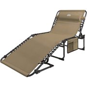 Folding Chaise Lounge Chair Outdoor Foldable Patio Recliner with Pillow & Storage Bag,Beige