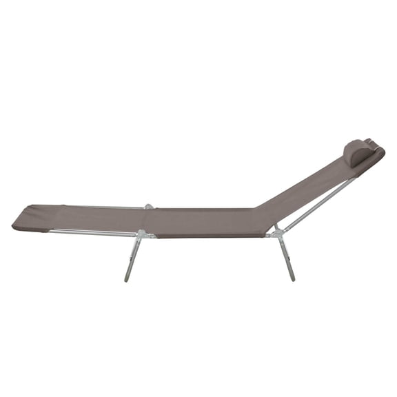 Folding Chaise Lounge Chair, Outdoor Sun Tanning Chair, 5-Position Reclining, Poolside Beach Chair, Brown