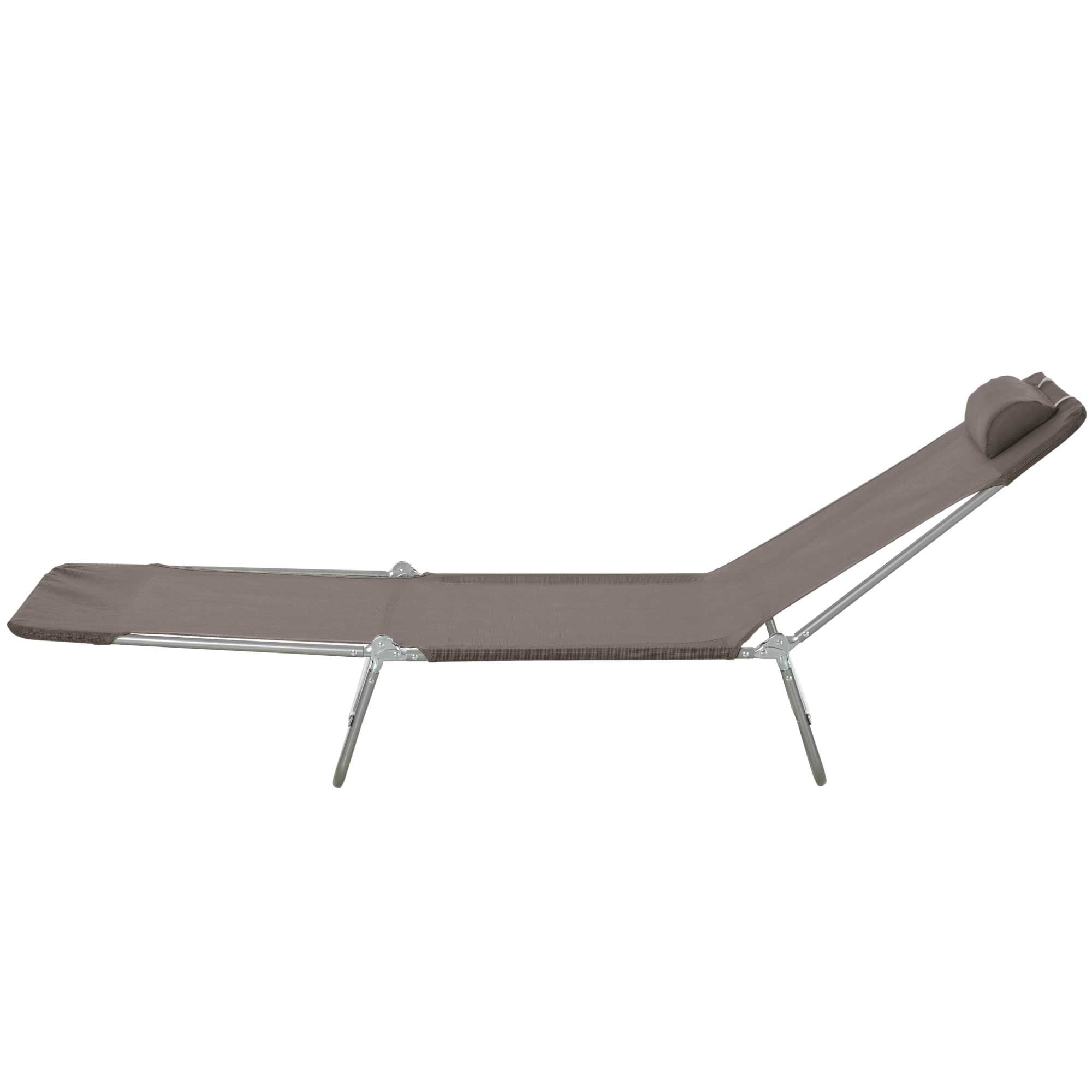 Folding Chaise Lounge Chair, Pool Sun Tanning Chair, Outdoor Lounge Chair with 5-Position Reclining Back, Brown
