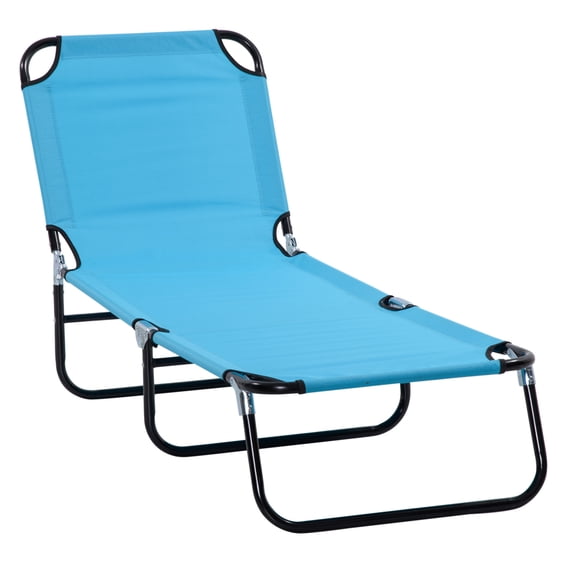 Folding Chaise Lounge Pool Chairs, Outdoor Sun Tanning Chairs with 5-Level Reclining Back, Steel Frame for Beach, Yard, Patio, Sky Blue Blue + Steel