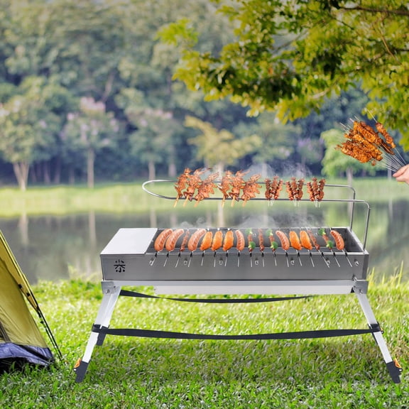Folding Charcoal BBQ Grill For Decks, Patios, Parks And Beach Outdoor Cooking