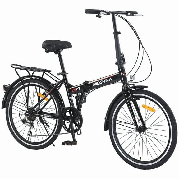 Folding City Bike 24-Inch Steel Frame with Shimano Derailleur, V Brakes, Anti-Slip Tires – Compact & Portable Commuter Bicycle for Adults