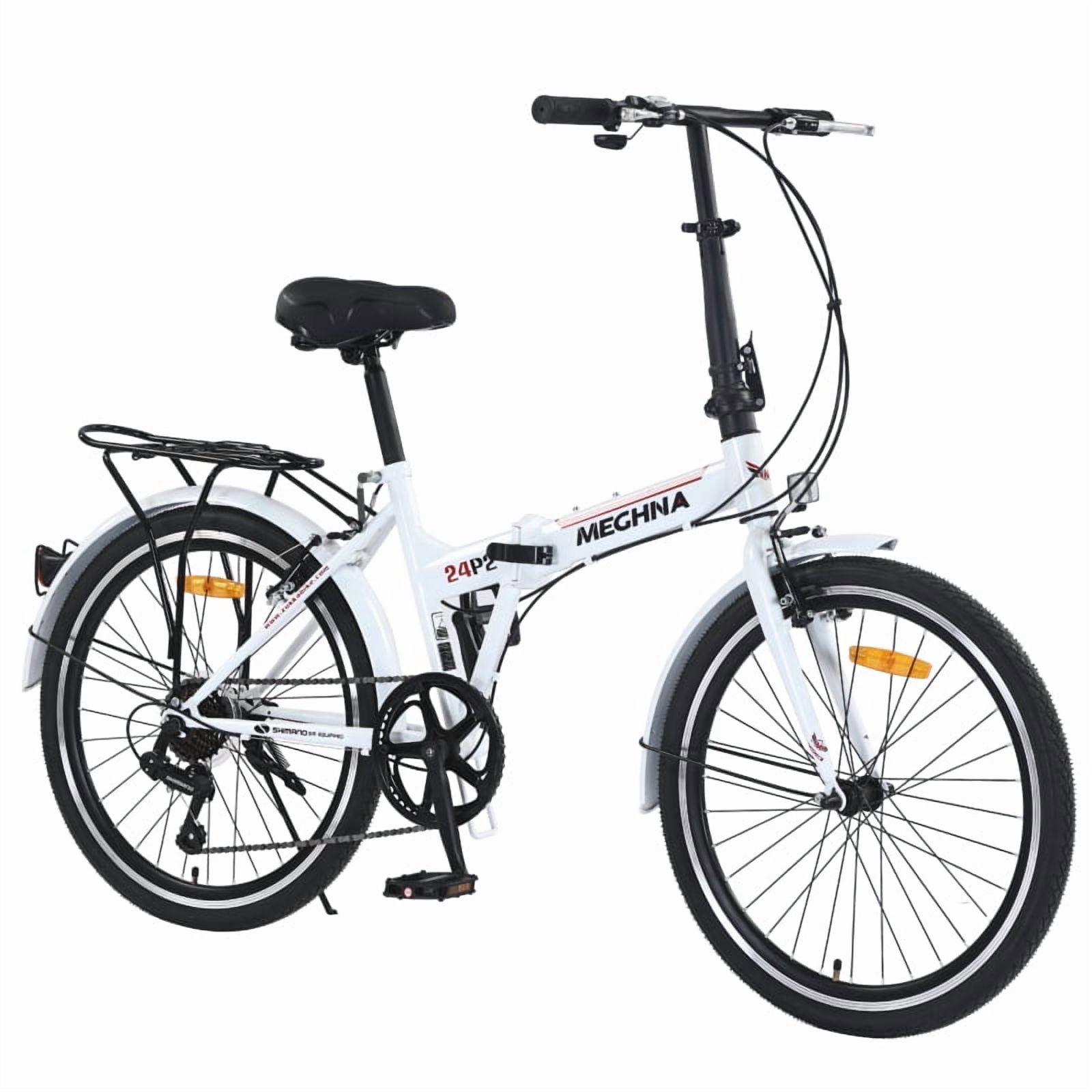 Folding City Bike 24-Inch Steel Frame with Shimano Derailleur, V Brakes ...