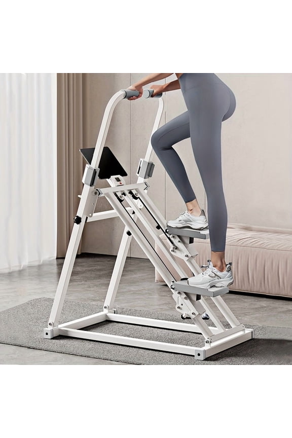 Folding Climber Machine: Compact Home Stair Stepper & Full-Body Trainer with Adjustable Stride, Manual Slope, Pedals & Handles (Easy Assembly)